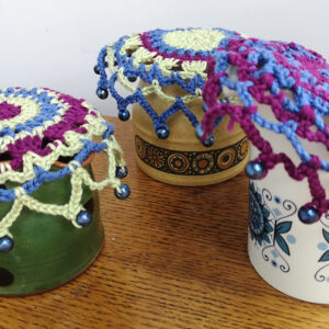 Crochet beaded jug cover