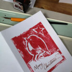 Lino printing Christmas cards
